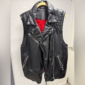 ⚠️ Closet Clean Out Free People Black Faux Leather Vest with Red Lining